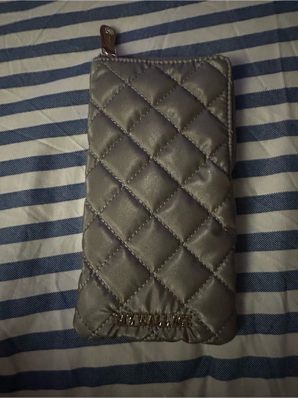 MZ Wallace Quilted Metallic Sunglasses case - Silver